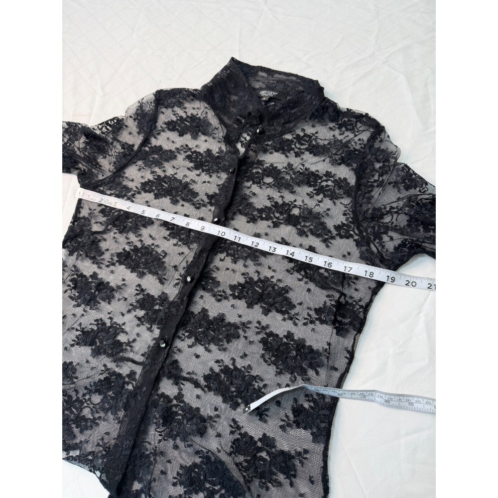 Vintage Y2K Karen Kane Black Floral Lace Top Women Large Whimsigoth Fairy Grunge - Picture 6 of 8